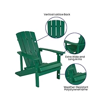 Riviera Azure Adirondack Patio Chairs With Vertical Lattice Back And Weather Resistant Frame