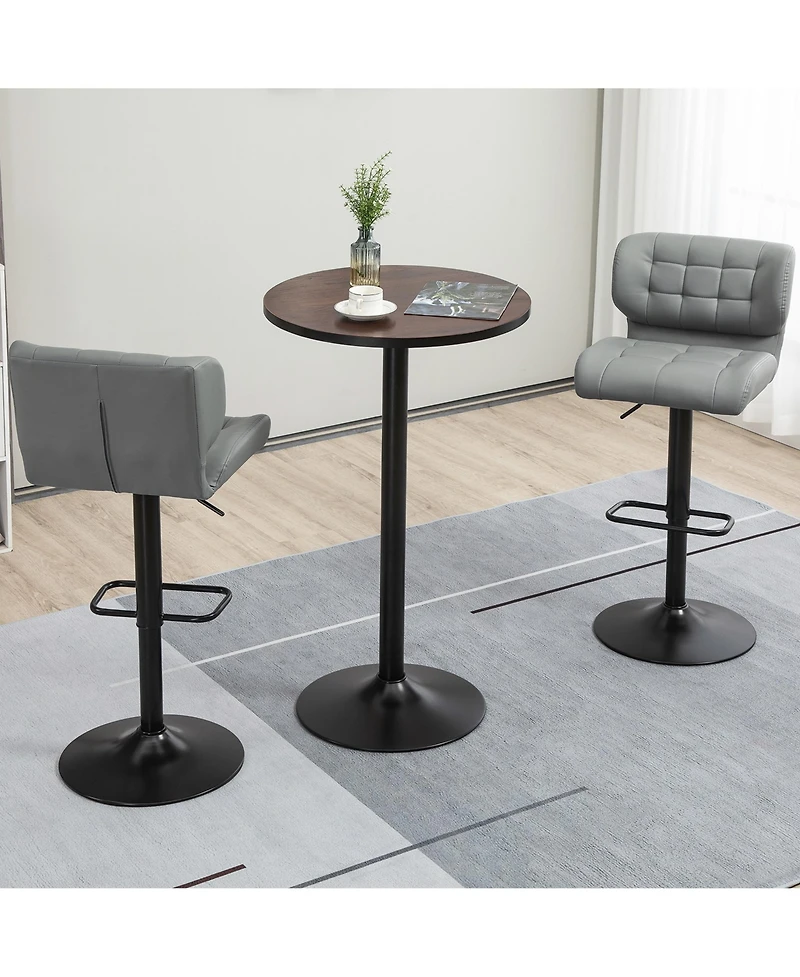 Homcom 42"H Rustic Industrial Metal Elm Wood Top Bar Height Standing Pub Table