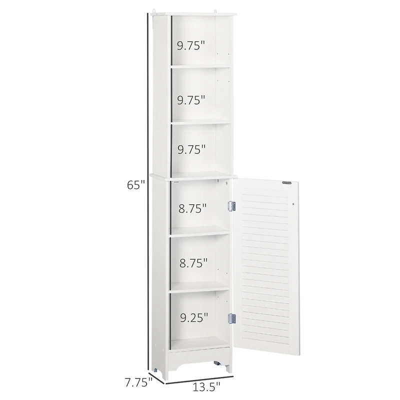 Homcom Bathroom Cabinet Cupboard Shelving Storage Unit w/ Door & 6 Shelves