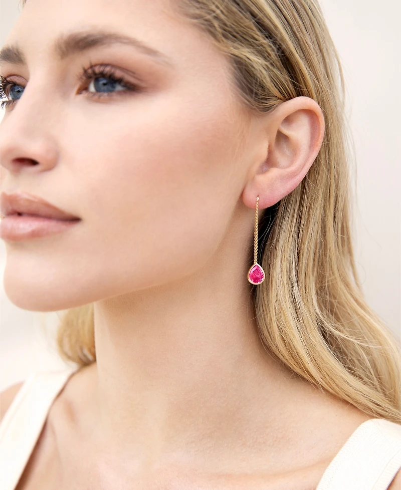 Ettika Gold Plated Chain and Crystal Dangle Earrings