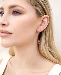 Ettika Gold Plated Chain and Crystal Dangle Earrings