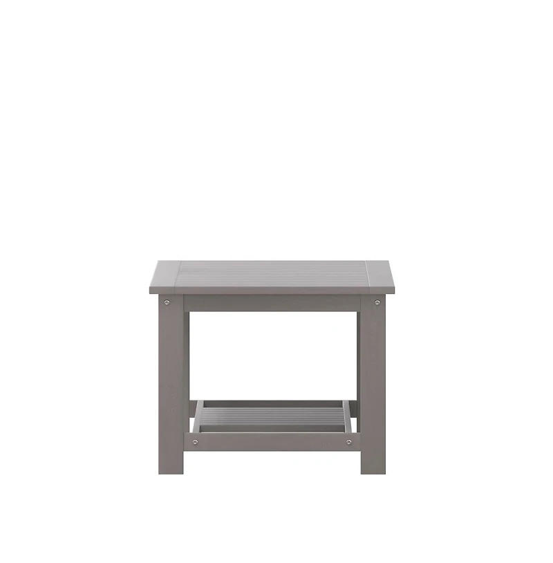 Riviera All-Weather Poly Resin Wood Two Tiered Adirondack Slatted Coffee Conversation Table