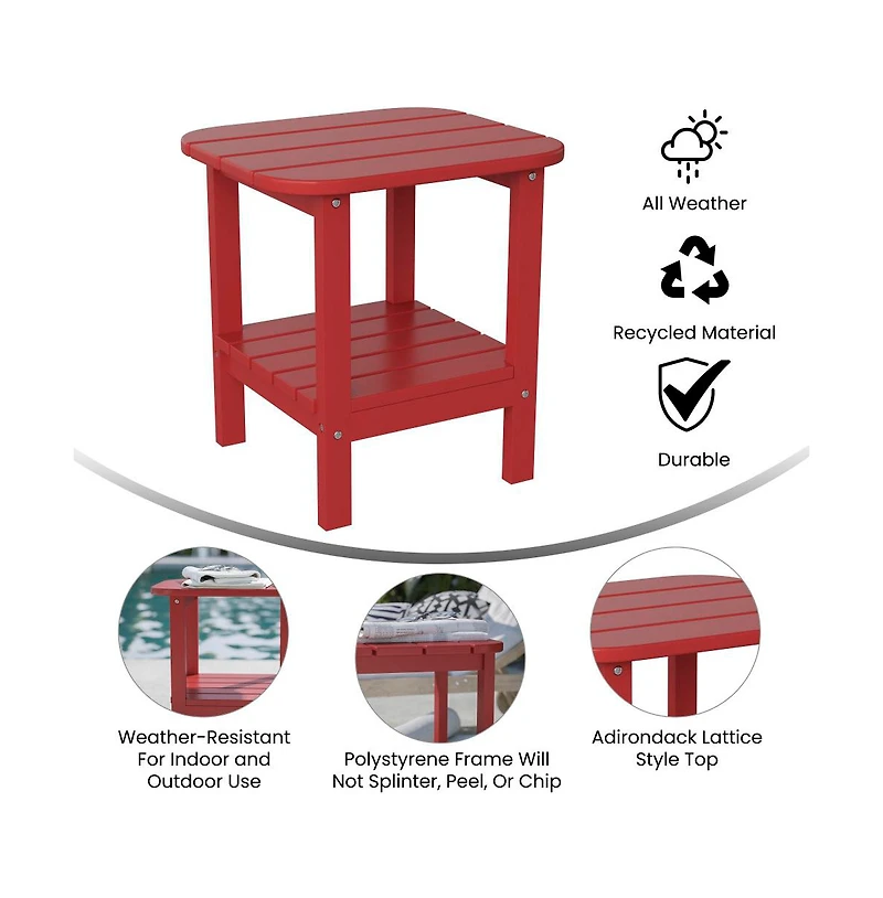 Nassau 2-Tier Adirondack Side Table, All-Weather Hdpe Indoor/Outdoor Accent Table