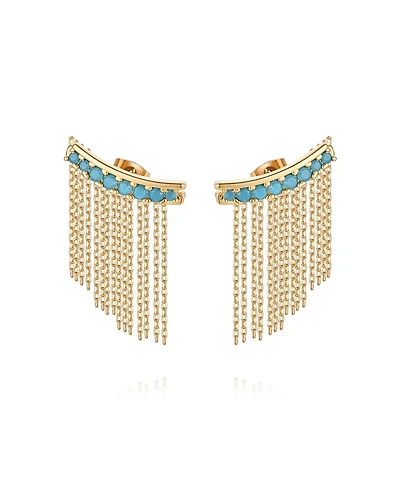 Ettika Turquoise Bead 18k Gold Plated Ear Crawler