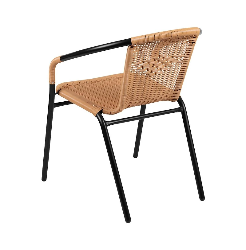 Pack Rattan Indoor-Outdoor Restaurant Stack Chair With Curved Back