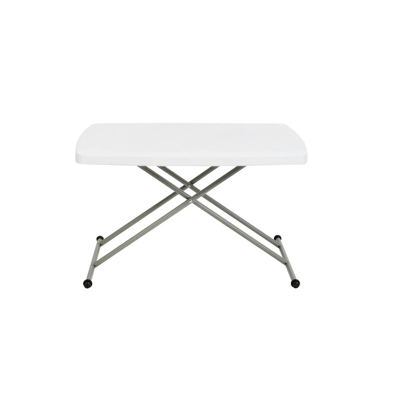 Height Adjustable Plastic Folding Tv Tray/Laptop Table In Granite White