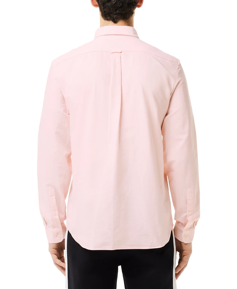 Lacoste Men's Woven Long Sleeve Button-Down Oxford Shirt