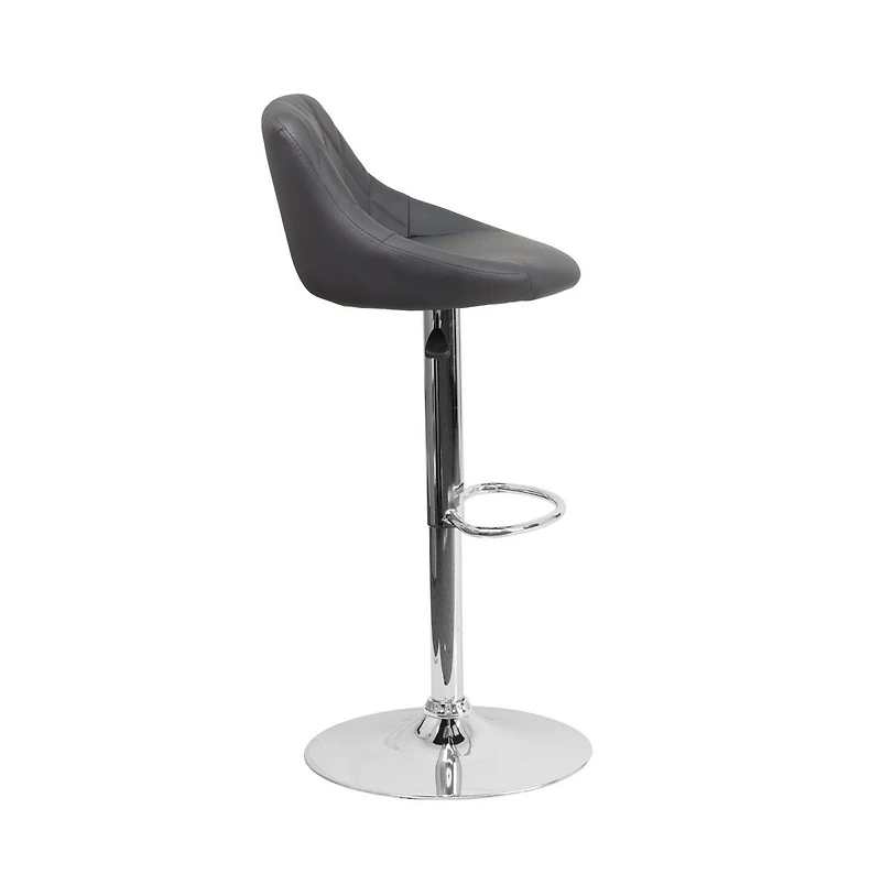 Bucket Seat Adjustable Height Barstool With Diamond Pattern Back