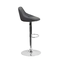 Bucket Seat Adjustable Height Barstool With Diamond Pattern Back