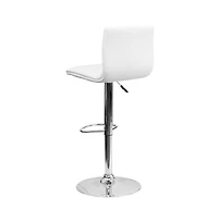 Coti Modern Channel Tufted Upholstered Height Adjustable Mid-Back Stool And Pedestal Base With Footrest