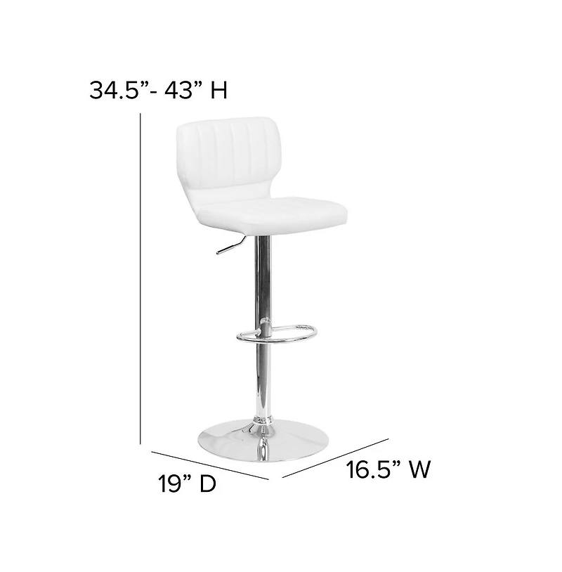Vertical Stitch Back Swivel Adjustable Height Barstool