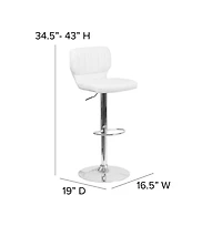 Vertical Stitch Back Swivel Adjustable Height Barstool