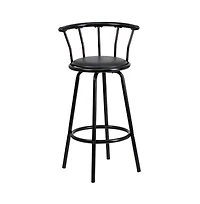 Crown Back Metal Barstool With Vinyl Swivel Seat