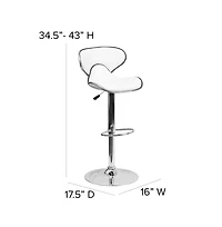 2 Pack Contemporary Cozy Mid-Back Vinyl Adjustable Height Barstool With Chrome Base