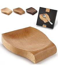 Zulay Kitchen Wood Spoon Rest For Kitchen - Smooth Wooden Spoon Holder For Stovetop