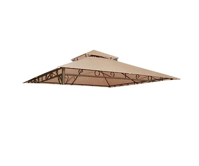 Yescom 10.6'x10.6' Gazebo Top Replacement Fit for Brand_Model Summer Veranda Gazebo/L-GZ093PST/G-GZ093PST/TGZ093 2 Tier Outdoor Patio Dark Beige