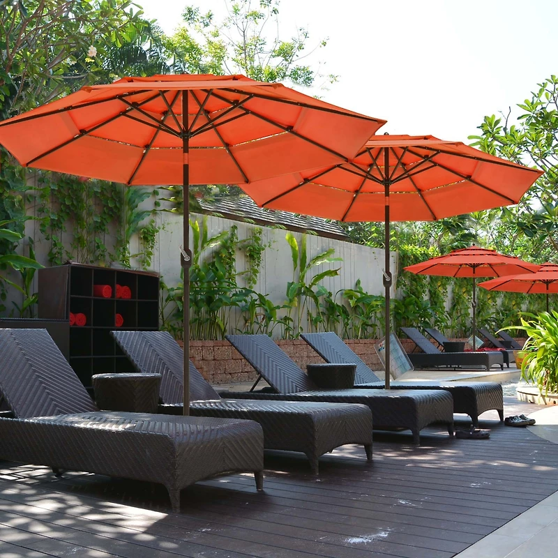 Yescom 3 Tier Patio Umbrella with Crank Handle Push to Tilt Hotel Pool
