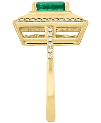 Effy Emerald (1-3/8 ct. t.w.) & Diamond (1/4 ct. t.w.) Pyramid Inspired Statement Ring in 14k Gold