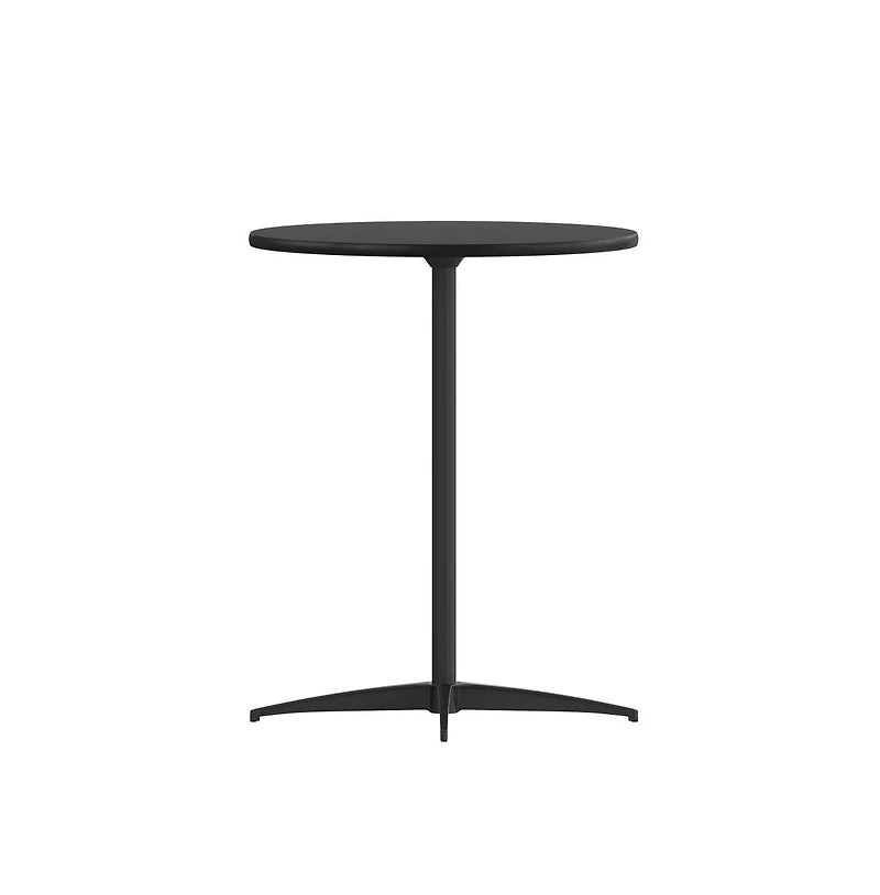 24" Round Wood Cocktail Table With 30" And 42" Columns