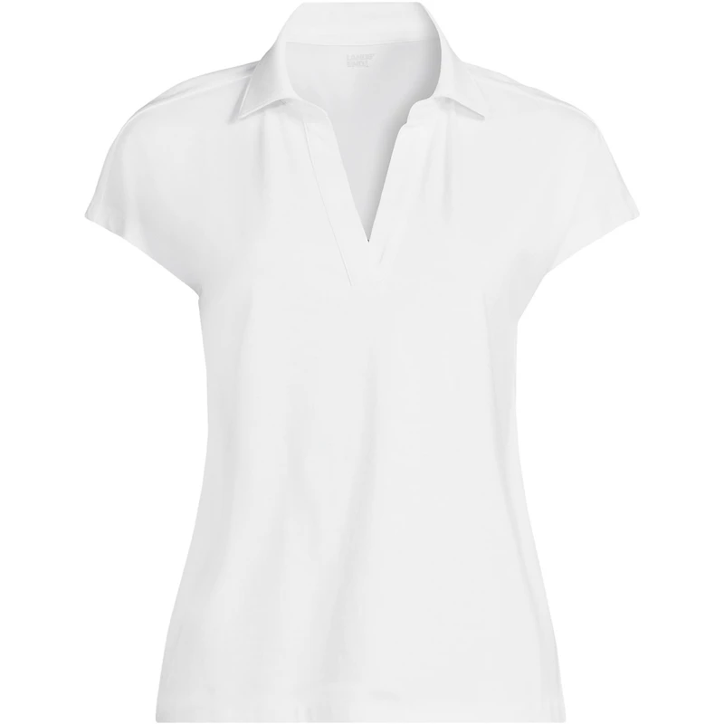 Lands' End Plus Supima Cotton Johnny Collar Polo