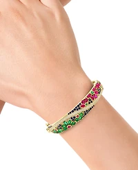 Effy Multi-Gemstone (7-1/3 ct. t.w.) & Diamond (5/8 ct. t.w.) Flower Scape Bangle Bracelet in 14k Gold