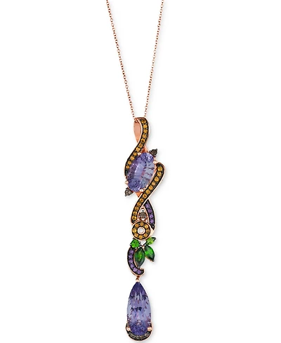 Le Vian Multi-Gemstone Linear Cluster 18" Pendant Necklace (10-1/4 ct. t.w.) in 14k Rose Gold