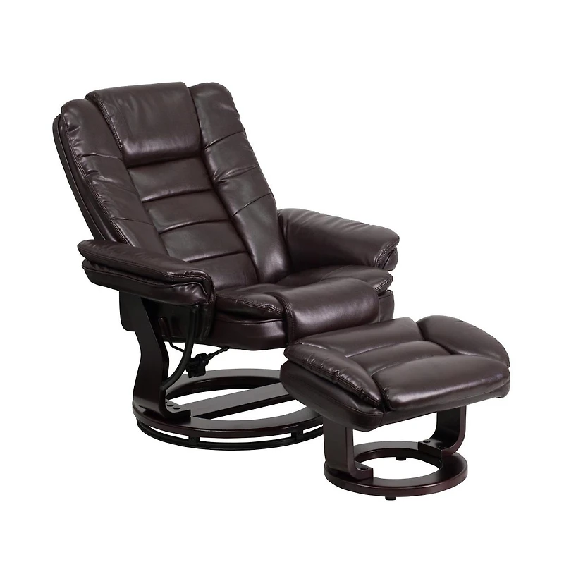 Multi-Position Stitched Recliner & Ottoman With Swivel Base