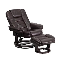 Multi-Position Stitched Recliner & Ottoman With Swivel Base