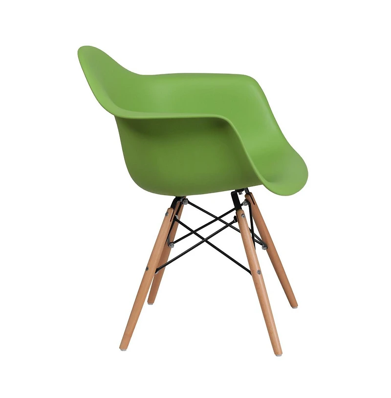 Merrick Lane Alda Series Polypropylene Accent Chair With Gently Curved Arms And Metal Braced Wooden Legs