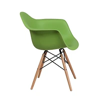 Merrick Lane Alda Series Polypropylene Accent Chair With Gently Curved Arms And Metal Braced Wooden Legs