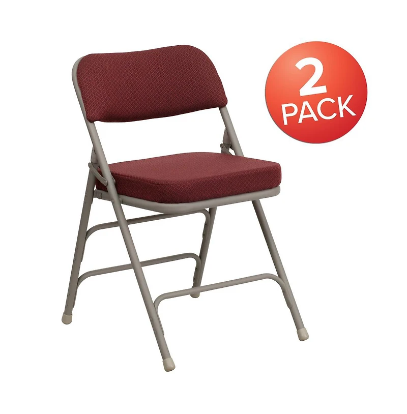 Emma+Oliver 2 Pack Home & Office Portable Party Events Fabric Padded Metal Folding Chair