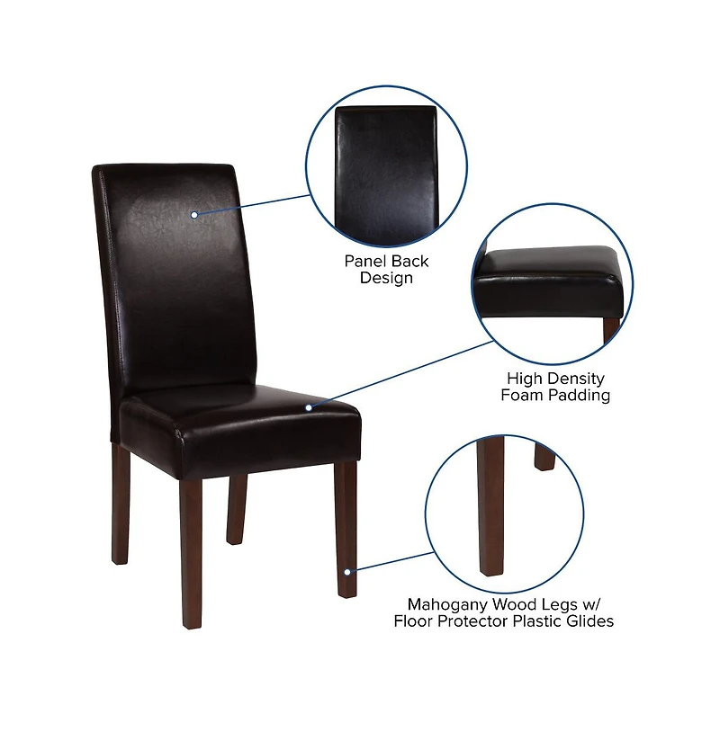 Merrick Lane Ellison Mid-Century Panel Back Parsons Accent Dining Chair - Set Of 4