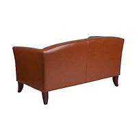 Leathersoft Reception/Living Room Loveseat With Cherry Wood Feet