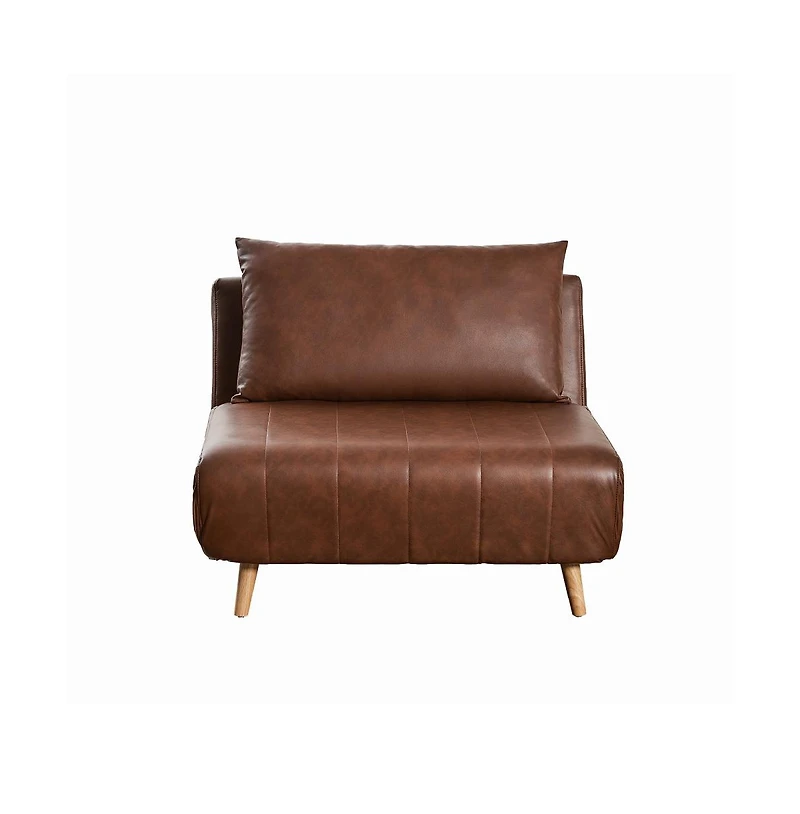 Merrick Lane Celine Convertible Tri-Fold Sleeper Chair With Channel Stitching And Pillow