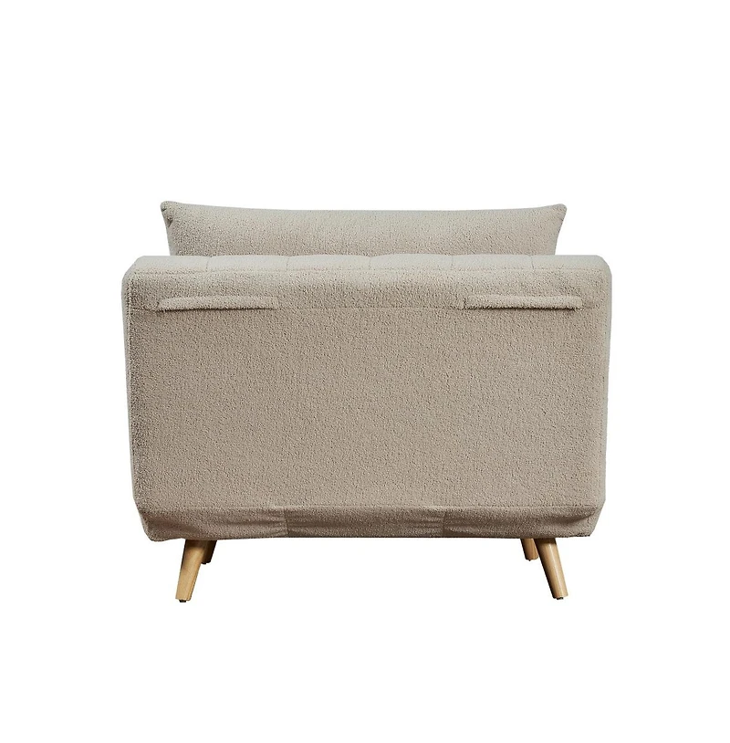 Merrick Lane Celine Convertible Tri-Fold Sleeper Chair With Channel Stitching And Pillow