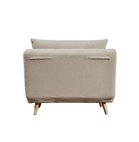 Merrick Lane Celine Convertible Tri-Fold Sleeper Chair With Channel Stitching And Pillow
