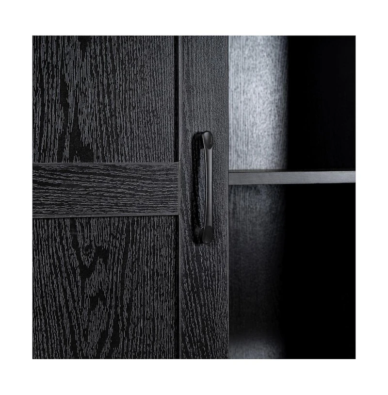 Finnoula Farmhouse Storage Cabinet, Semi-Open With Sliding Barn Door