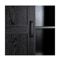 Finnoula Farmhouse Storage Cabinet, Semi-Open With Sliding Barn Door