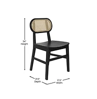 Analise Set Of 2 Cane Rattan Dining Chairs With Solid Wood Frames