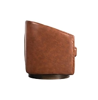 Wyn Upholstered Club Style Barrel Chair With Sloped Armrests And 360 Degree Swivel Base A Vinyl Wrap