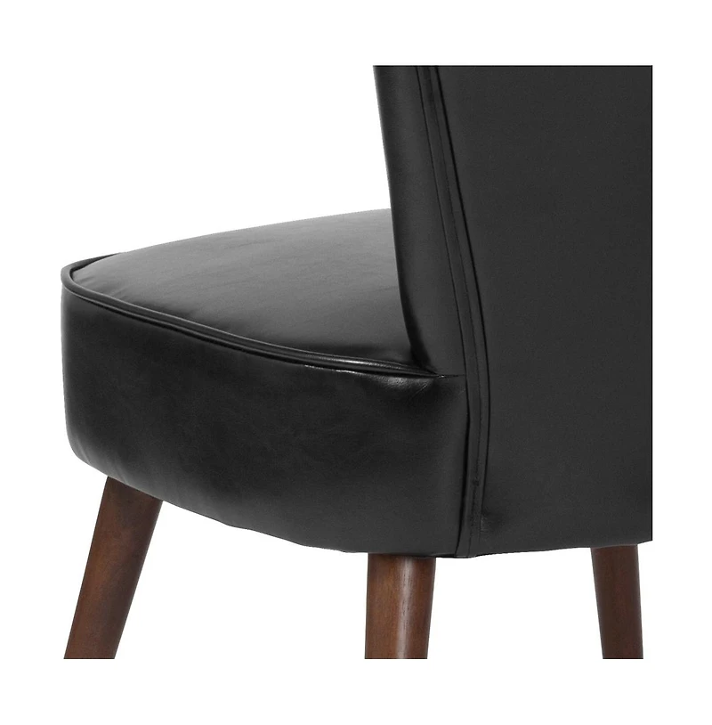 Santino Mid-Back Retro Accent Side Chair With Flared Wooden Legs