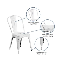 Banks Indoor/Outdoor Stacking Metal Dining Chair With Single Slat Back And Distressed Powder Coated Finish