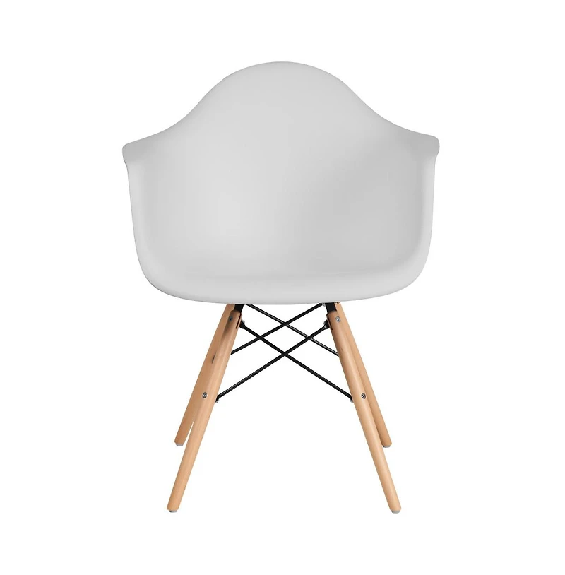 Merrick Lane Alda Series Polypropylene Accent Chair With Gently Curved Arms And Metal Braced Wooden Legs