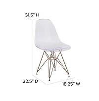 Ghost Chair With Gold Metal Base