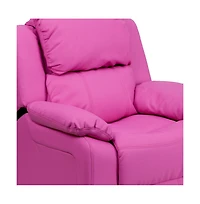 Deluxe Padded Contemporary Kids Recliner With Storage Arms