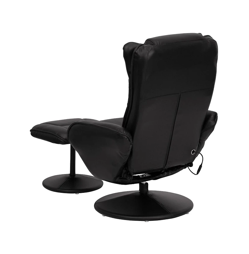 Massaging Multi-Position Plush Recliner Chair With Side Pocket And Ottoman