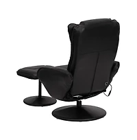 Massaging Multi-Position Plush Recliner Chair With Side Pocket And Ottoman
