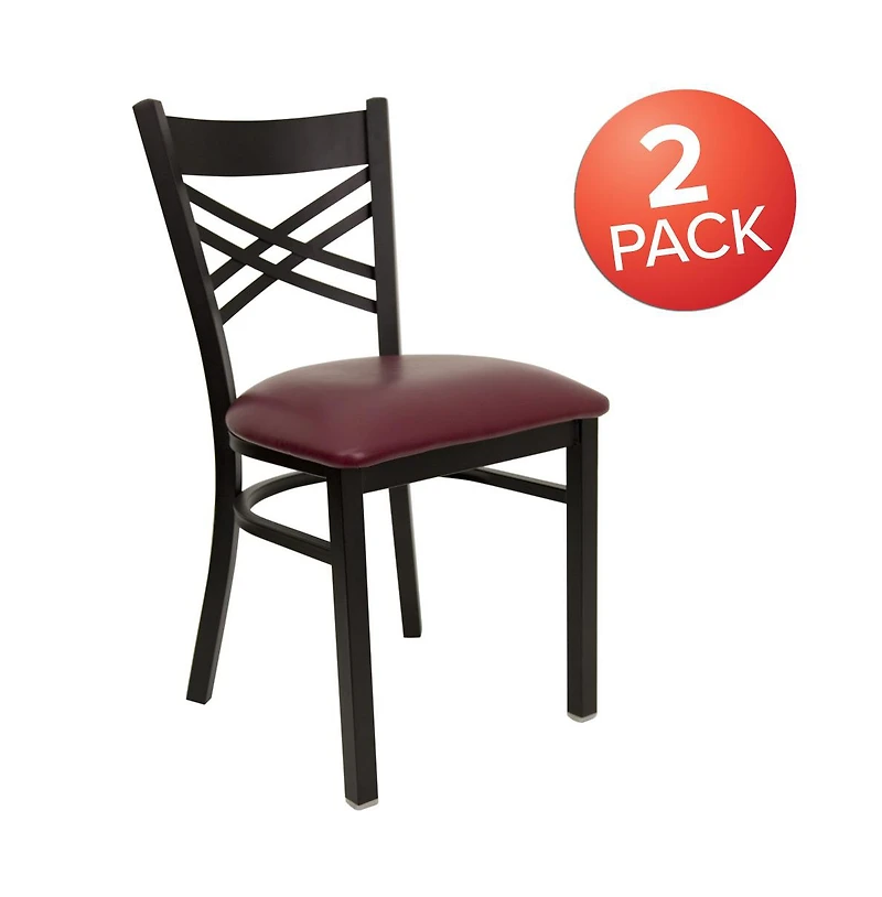 Emma+Oliver 2 Pack "X" Back Metal Restaurant Chair