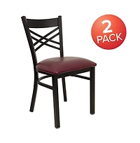 Emma+Oliver 2 Pack "X" Back Metal Restaurant Chair
