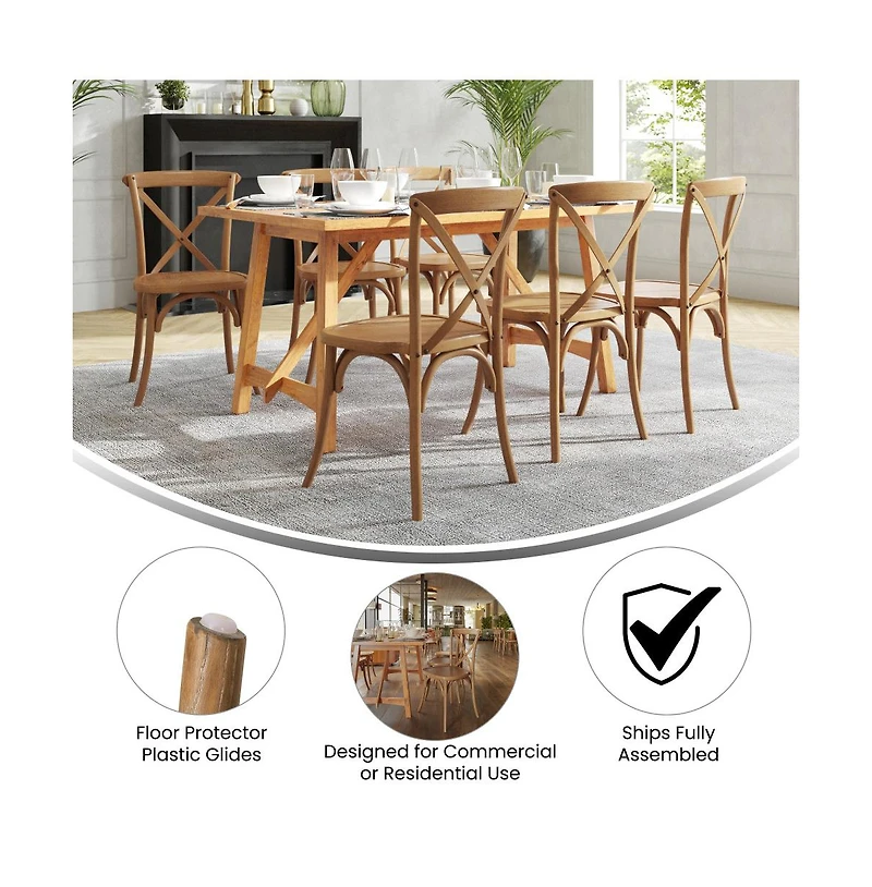 Merrick Lane Davisburg Stackable Wooden Cross Back Bistro Dining Chair